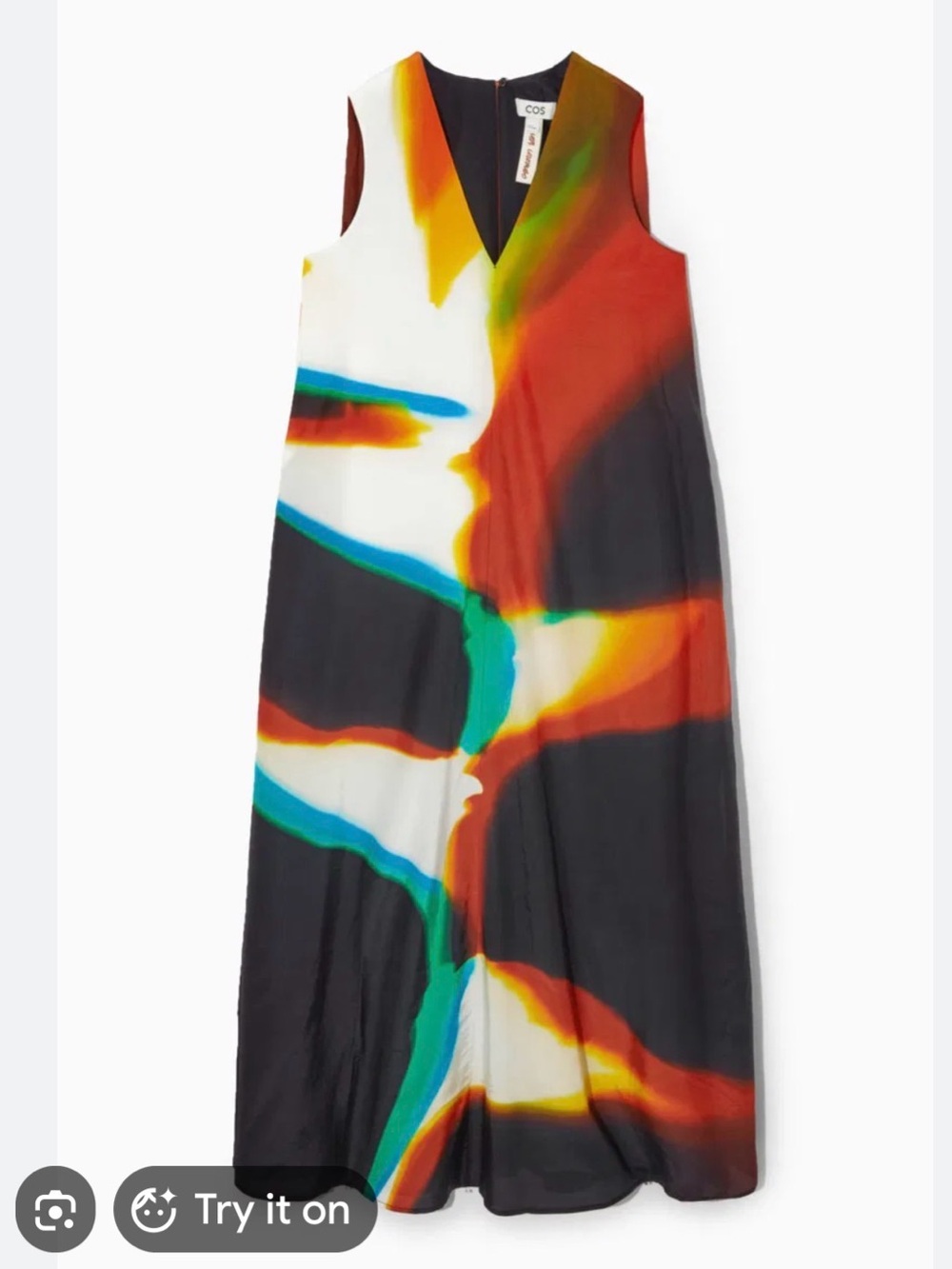 COS Multicolor Abstract Print Maxi Dress - Black, White, Red, Green, Blue